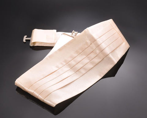 Men Handcrafted Wedding Tuxedo Satin Cummerbund - Peach