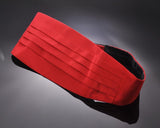 Men Handcrafted Wedding Tuxedo Satin Cummerbund - Red