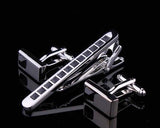 Classic Crystal Cufflinks and Tie Clip Set - Black