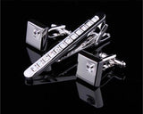 Chic Crystal Cufflinks and Tie Clip Set - White