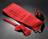 Men Wedding Satin Bow Tie and Cummerbund Set