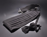 Men Wedding Satin Bow Tie and Cummerbund Set