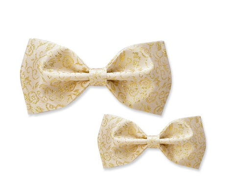 Father and Son Wedding Paisley Pattern Bow Tie Set - Gold